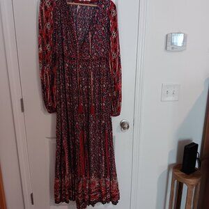Free People, Long-sleeved Boho Maxi Dress, L